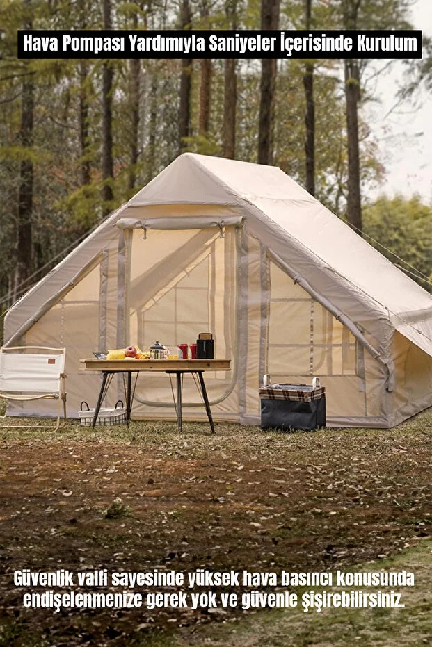 ROBO 6 Kişilik 4 Mevsim Şişme Kamp Çadırı (Oxford 210T UPF>40 Kumaş, -40 °C'ye Kadar Kullanım)